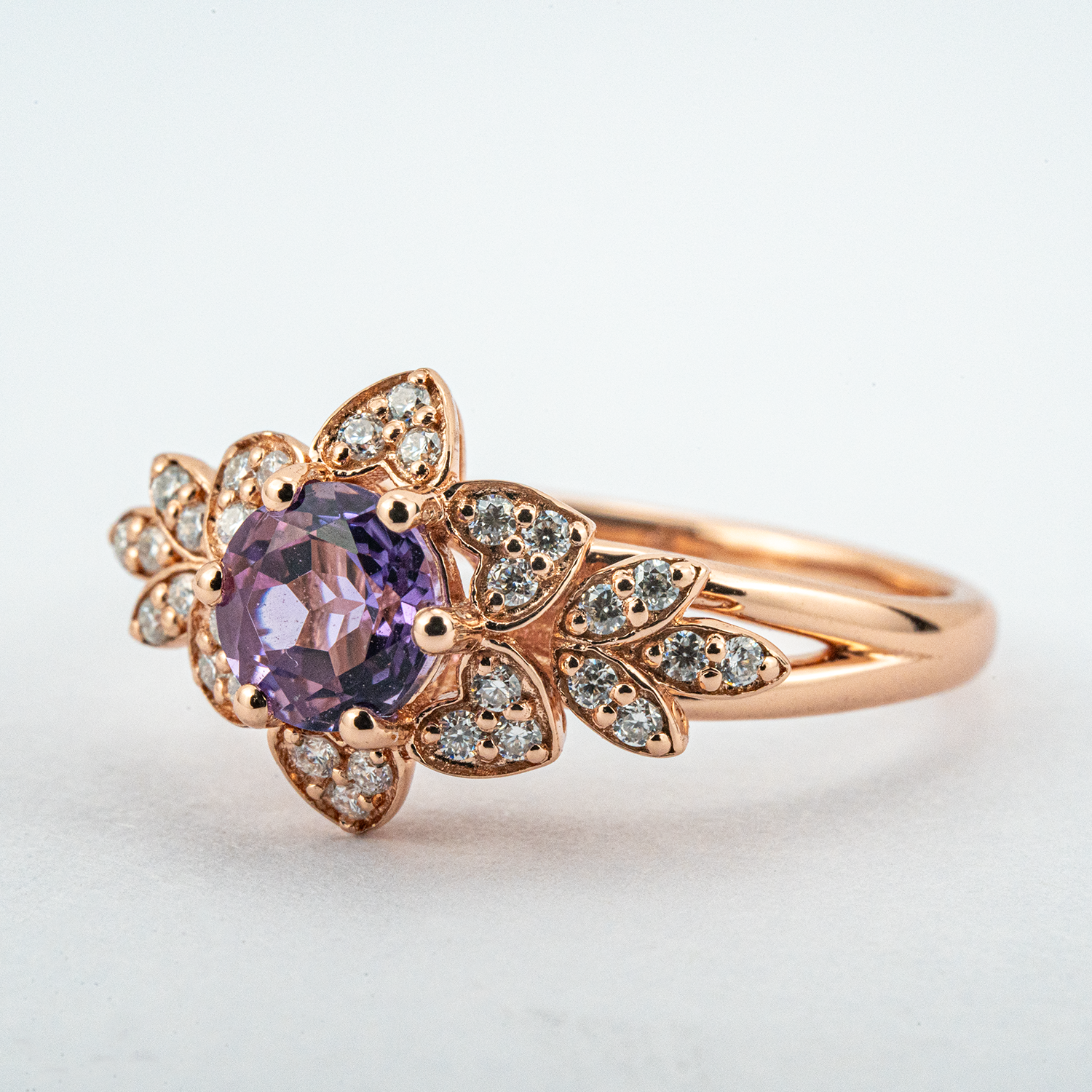 Exquisite round amethyst ring sparkling with luxury and elegance, perfect for a sophisticated touch.