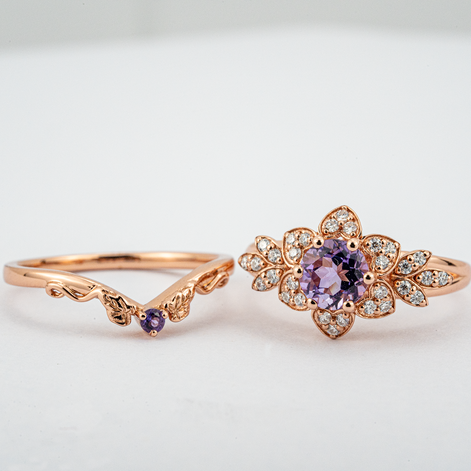 Exquisite round amethyst ring sparkling with luxury and elegance, perfect for a sophisticated touch.