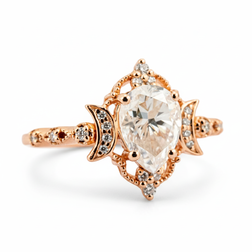 Product view of Pear Moissanite Engagement Ring in Gold