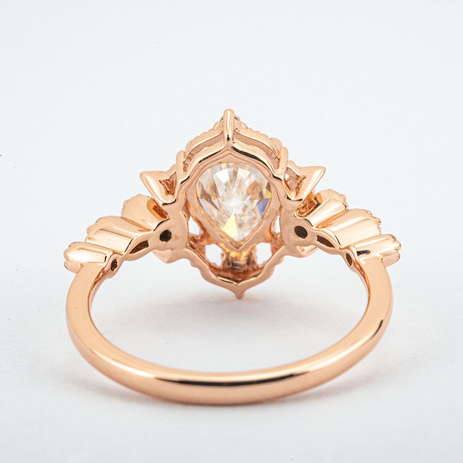 Pear Moissanite Crescent Moon Engagement Ring.