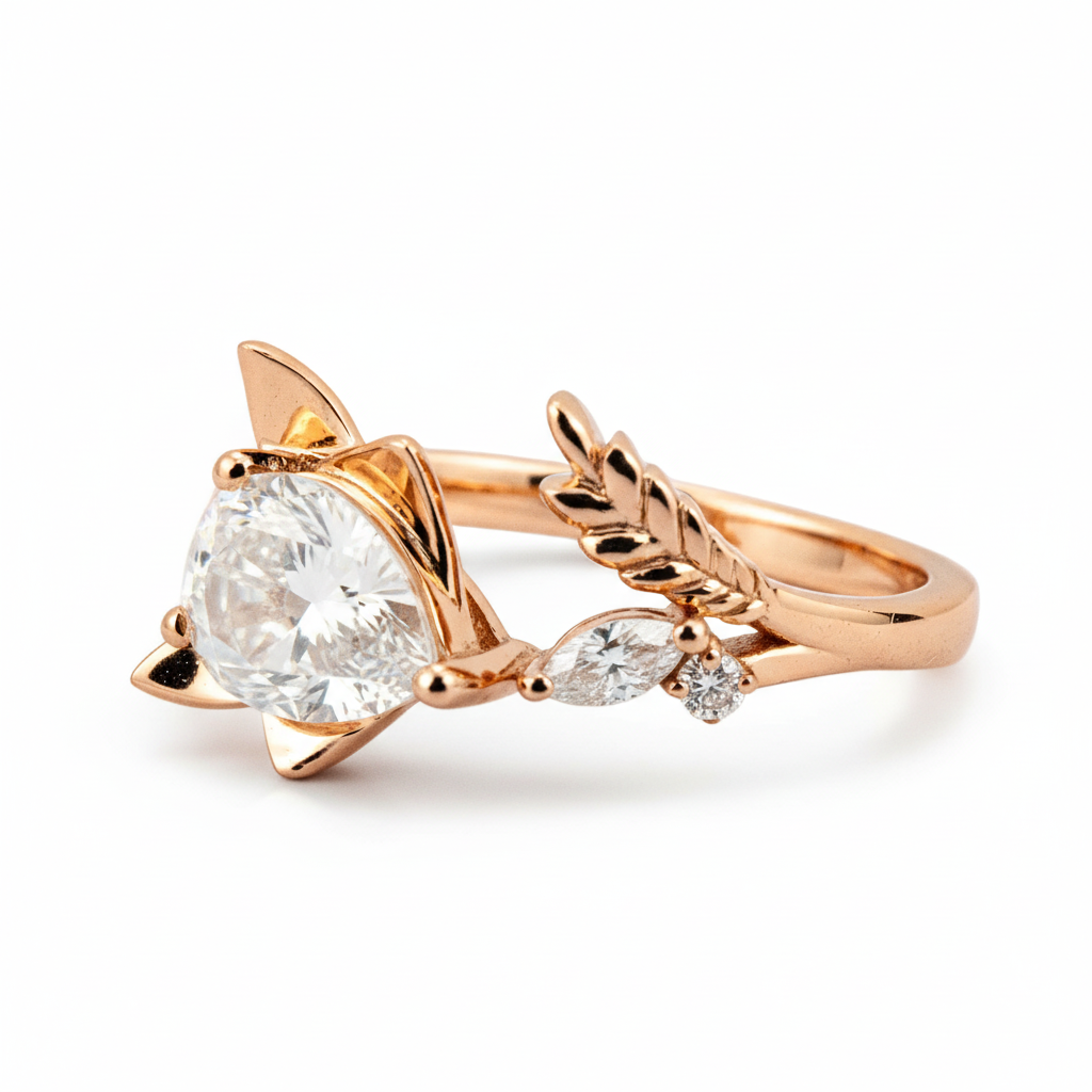 Product view of Pear Moissanite Engagement Ring in Gold