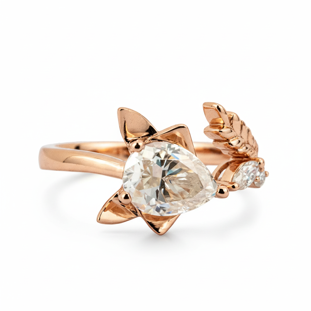 Product view of Pear Moissanite Engagement Ring in Gold