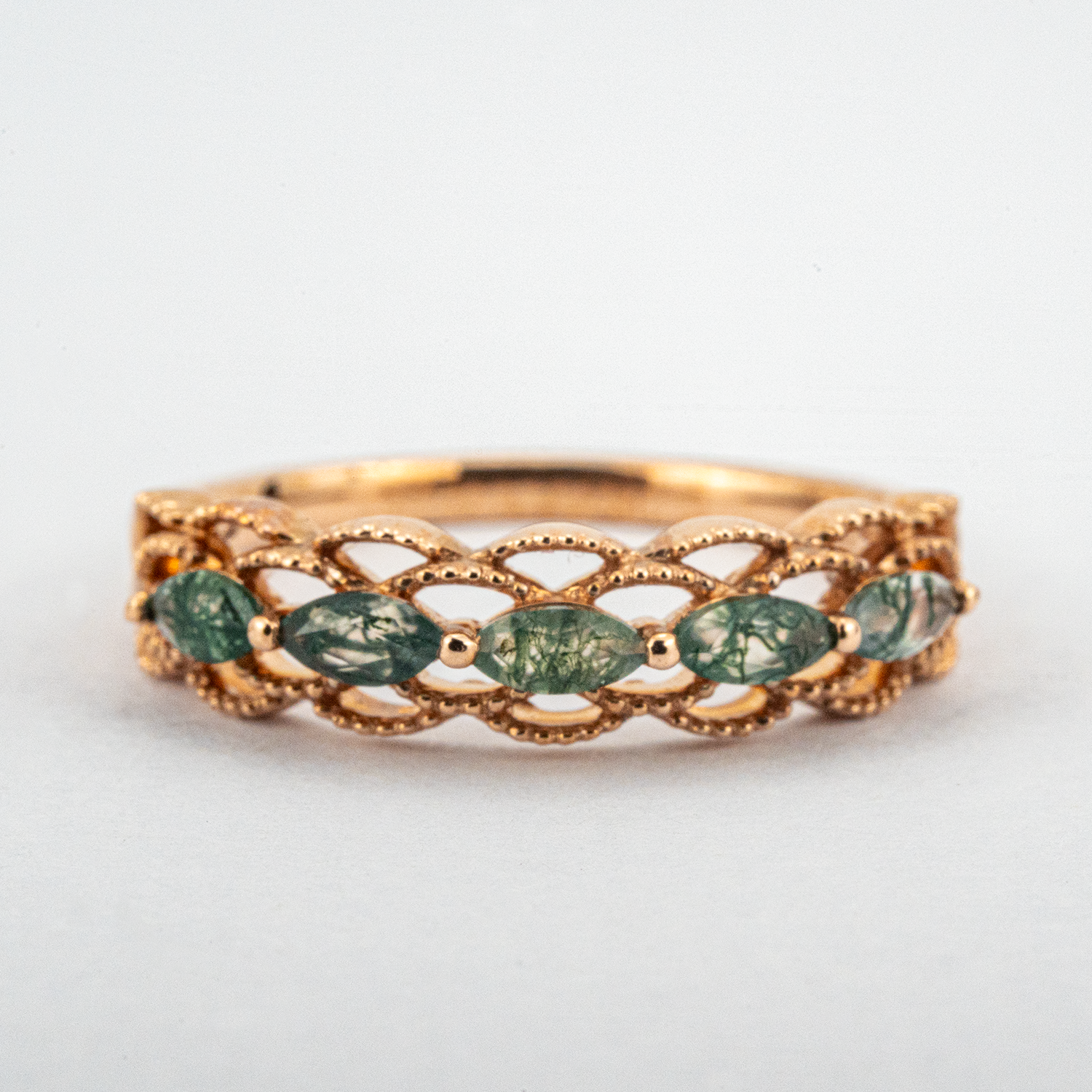 Nature Inspired Moss Agate Jewelry Band, a stunning piece to enhance your natural look