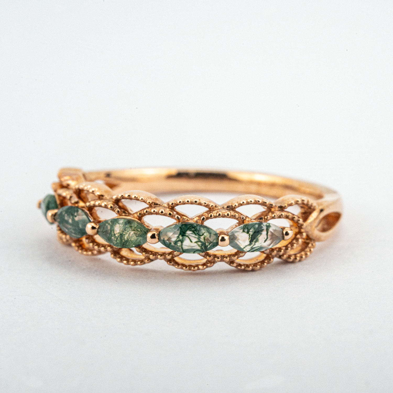 Nature Inspired Moss Agate Jewelry Band, a stunning piece to enhance your natural look