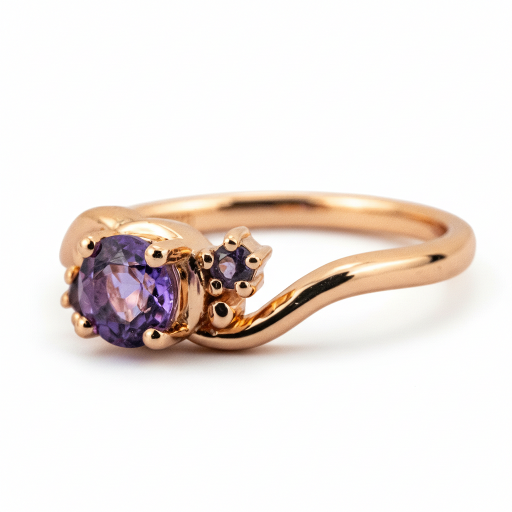 Product view of Round Amethyst Engagement Ring in Gold