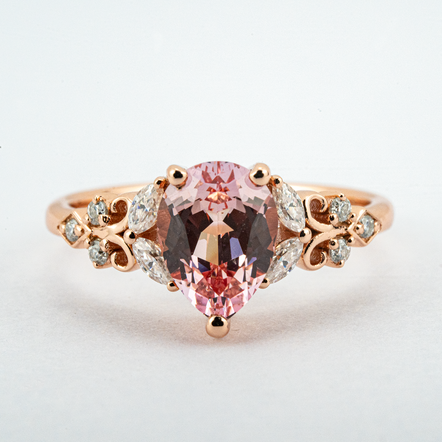 Rose Quartz Engagement Ring - Elegant, Gemstone, Jewelry
