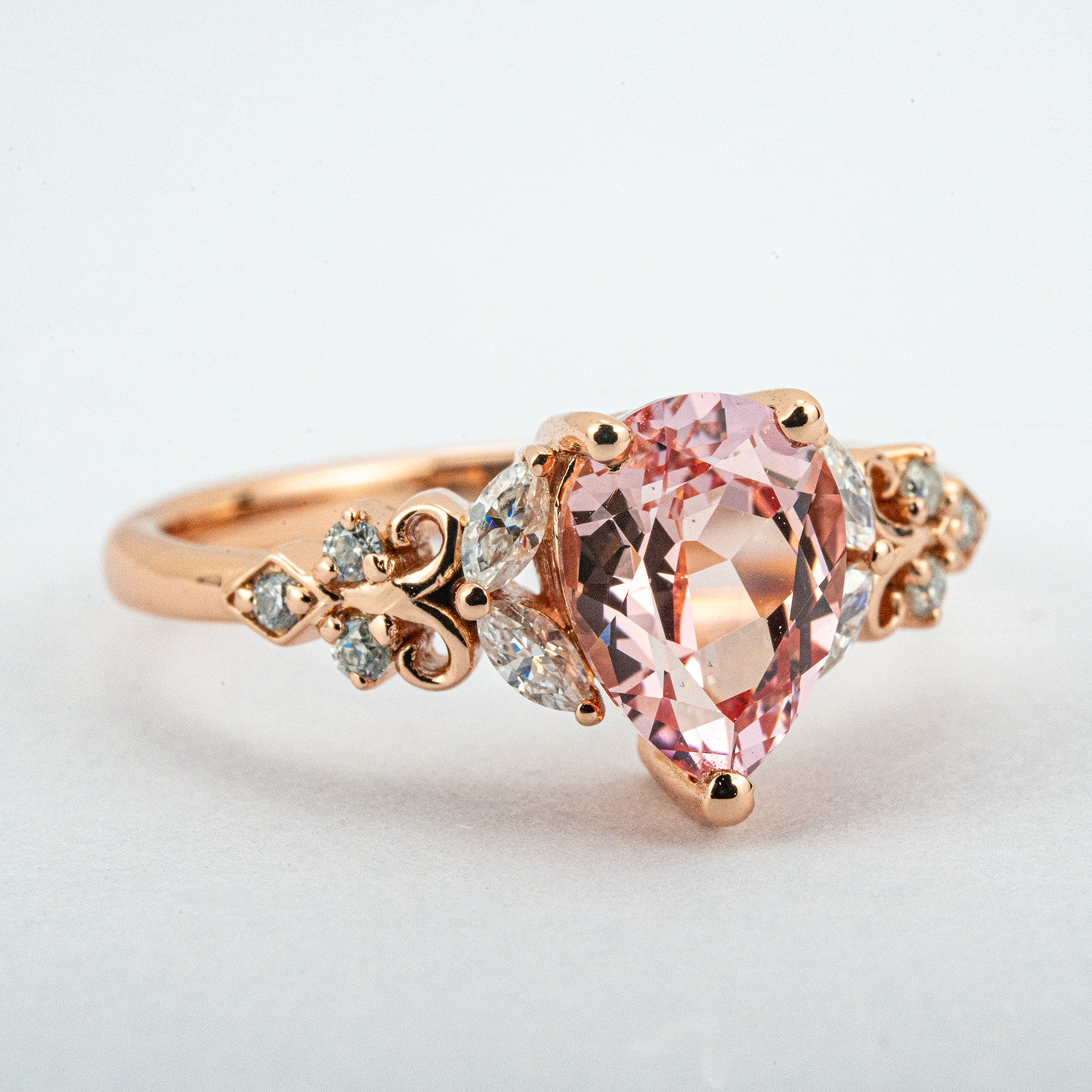 Rose Quartz Engagement Ring - Elegant, Gemstone, Jewelry