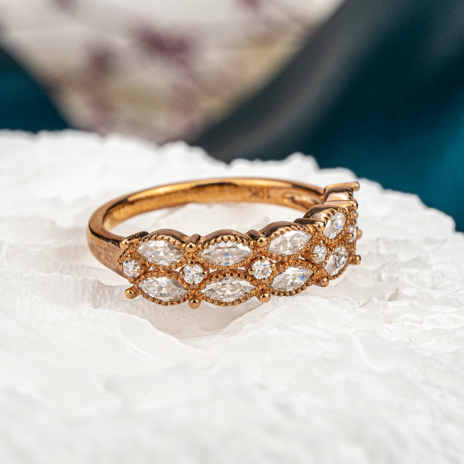 Minimalism-inspired marquise moissanite ring with elegant rose gold band for engagement
