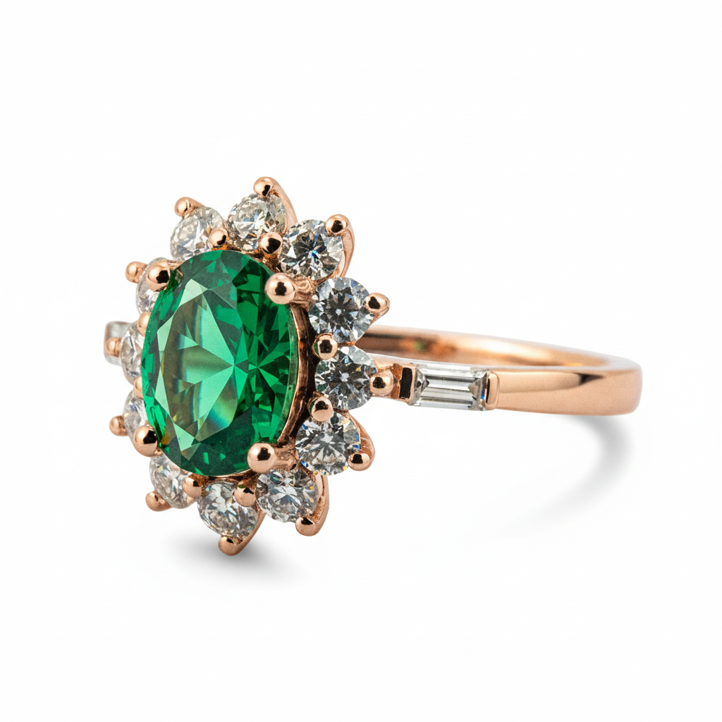 Product view of Oval Emerald Engagement Ring in Gold
