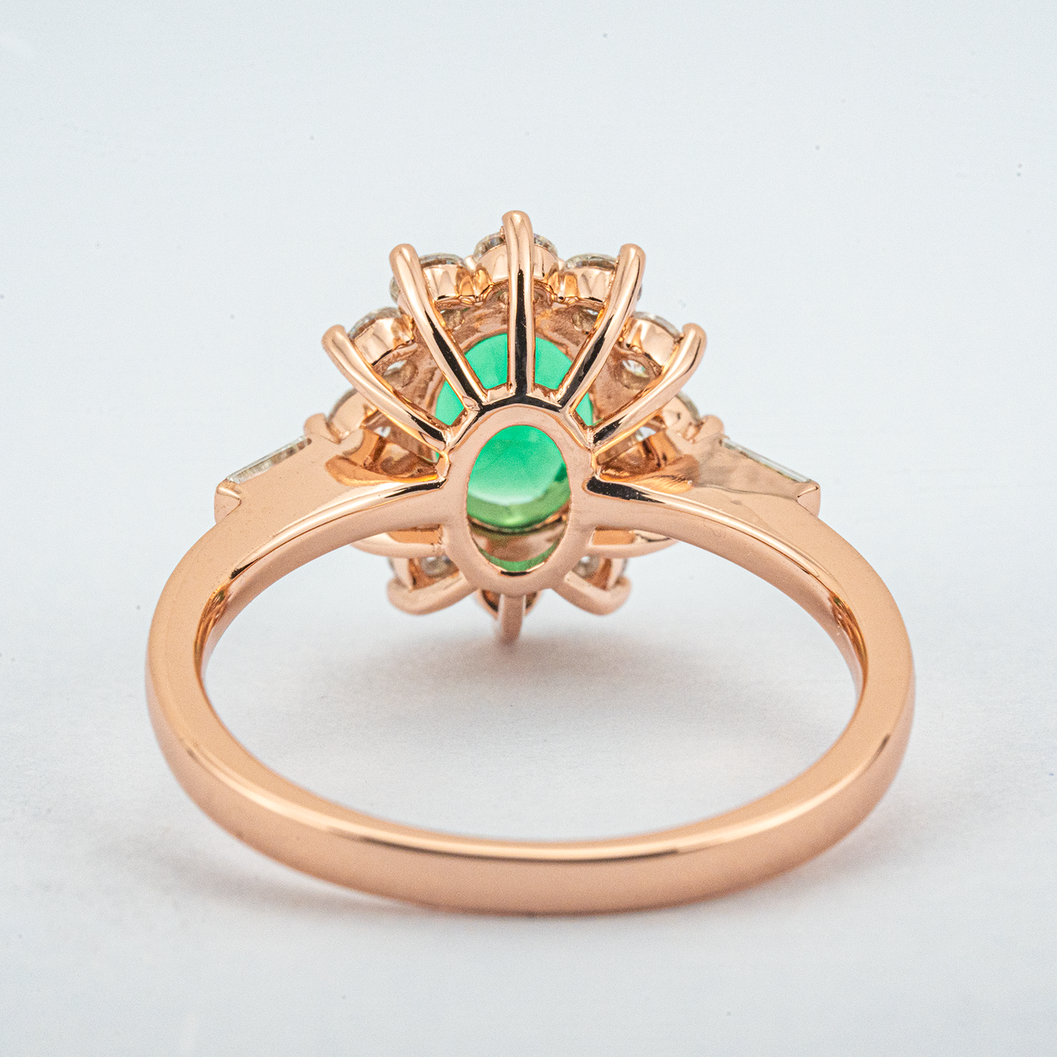 Vintage Oval Emerald Gold Engagement Ring With Moissanite.