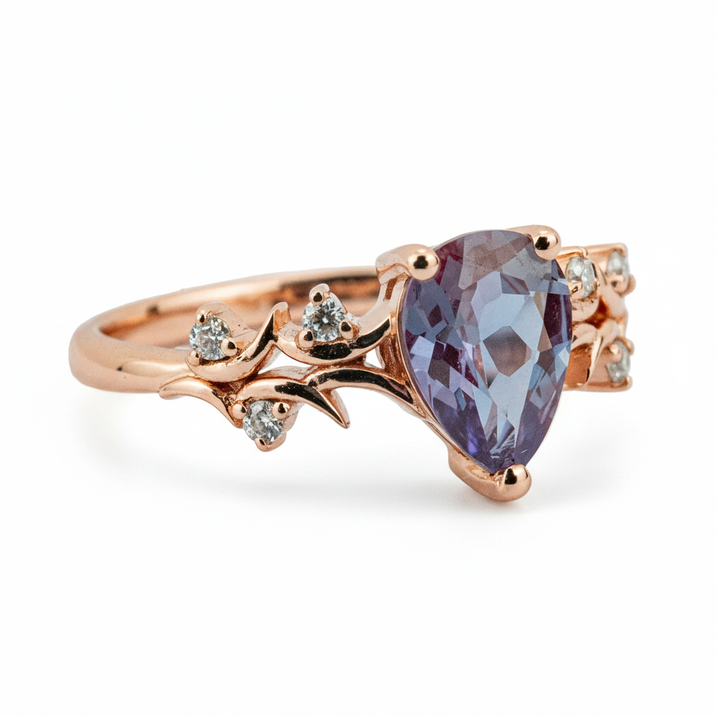 Product view of Pear Alexandrite Engagement Ring in Gold
