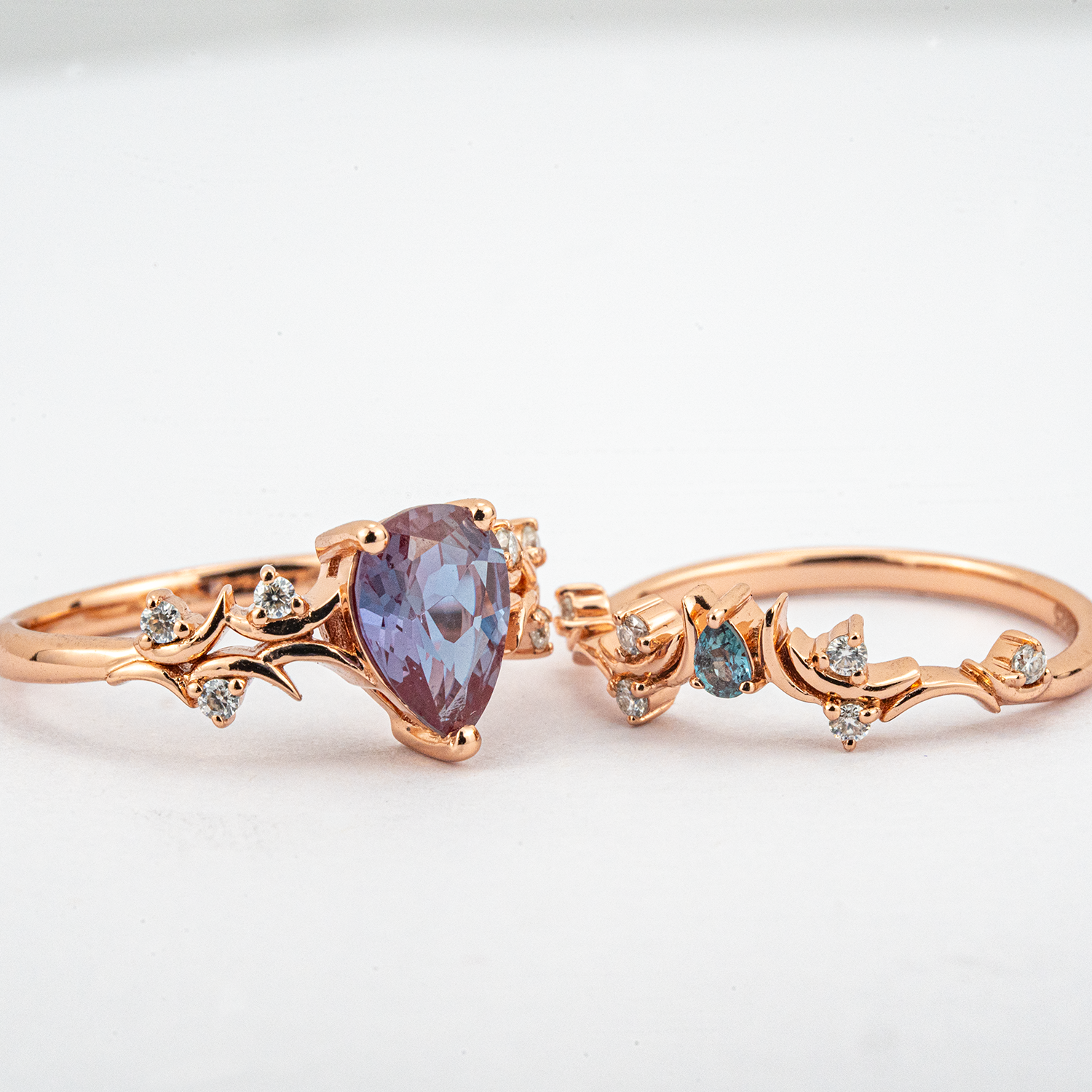 Nature Inspired Luxury Bracelet with Stunning Rose Gold and Pear Alexandrite Accents