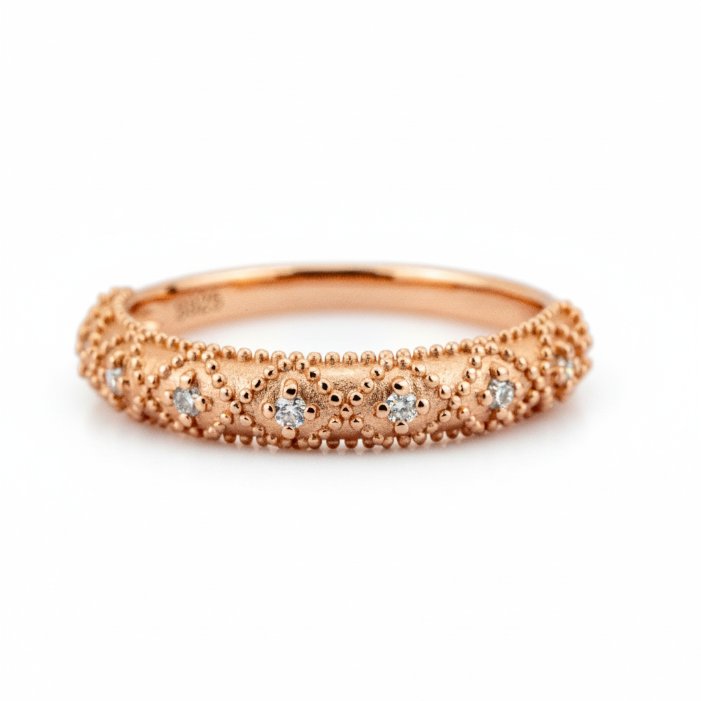 Front view of Moissanite Wedding Band in Gold