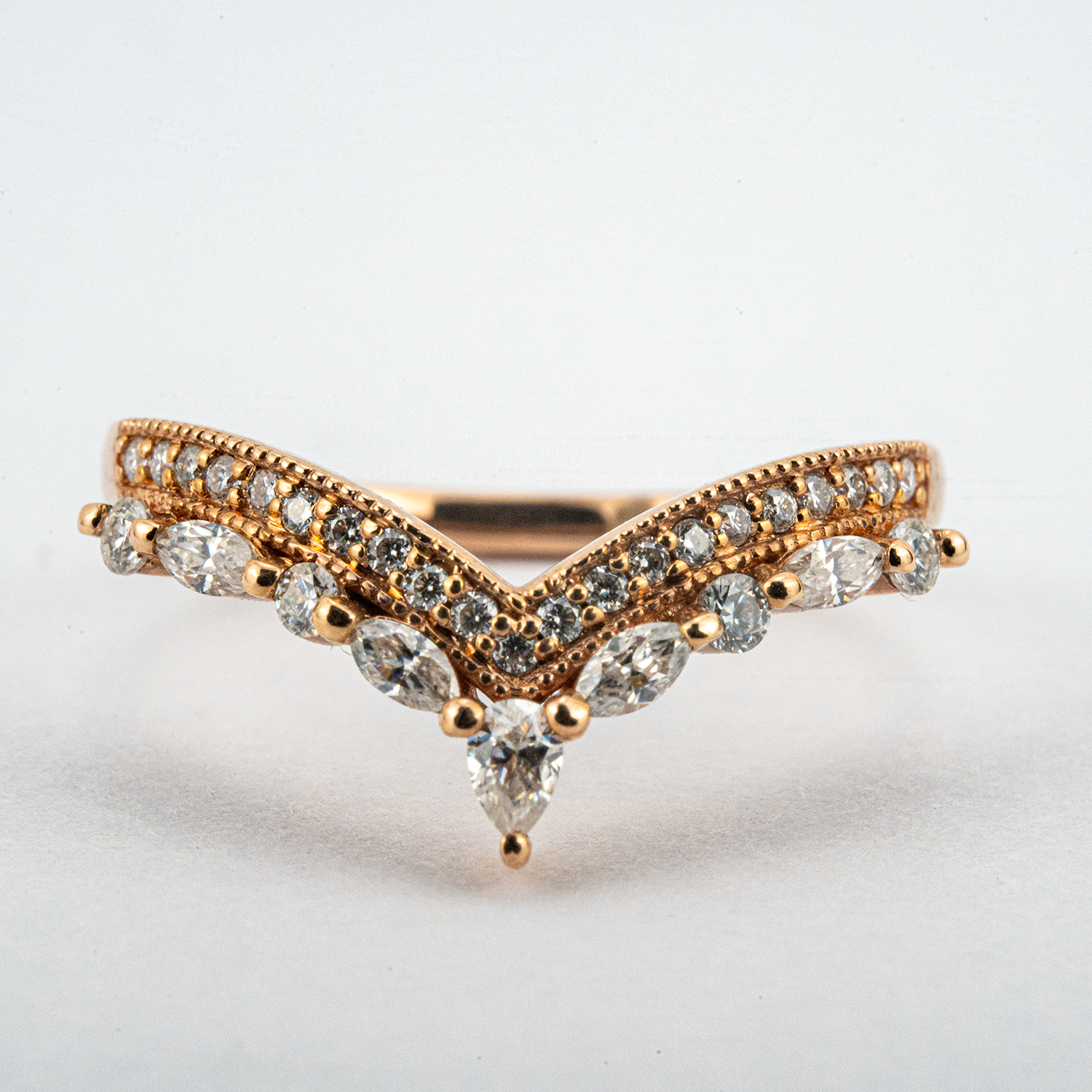 Exquisite wedding ring with pear moss agate stone, nature-inspired leaf design - luxurious and stunning