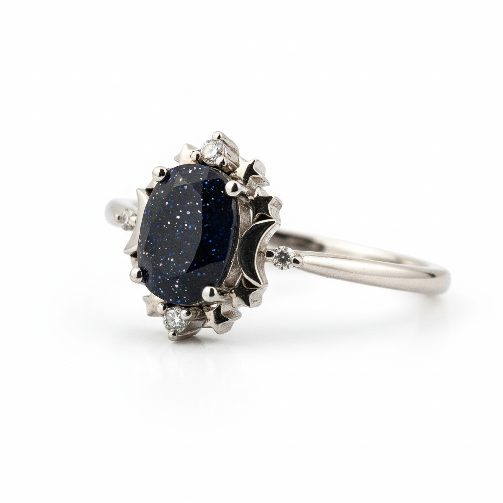 Lifestyle view of Oval Moissanite Ring in White Gold