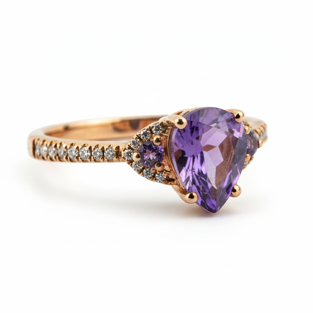 Product view of Pear Amethyst Engagement Ring in Gold