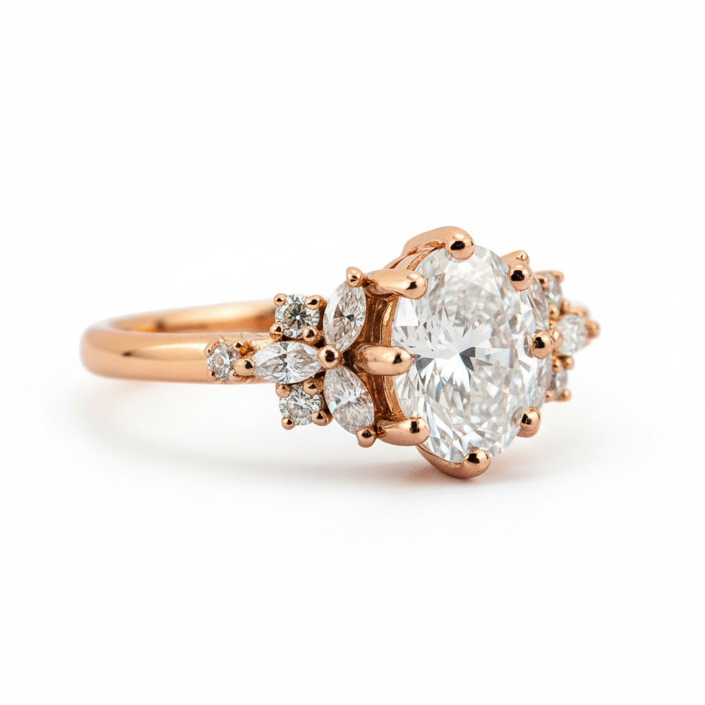 Product view of Oval Moissanite Engagement Ring in Gold