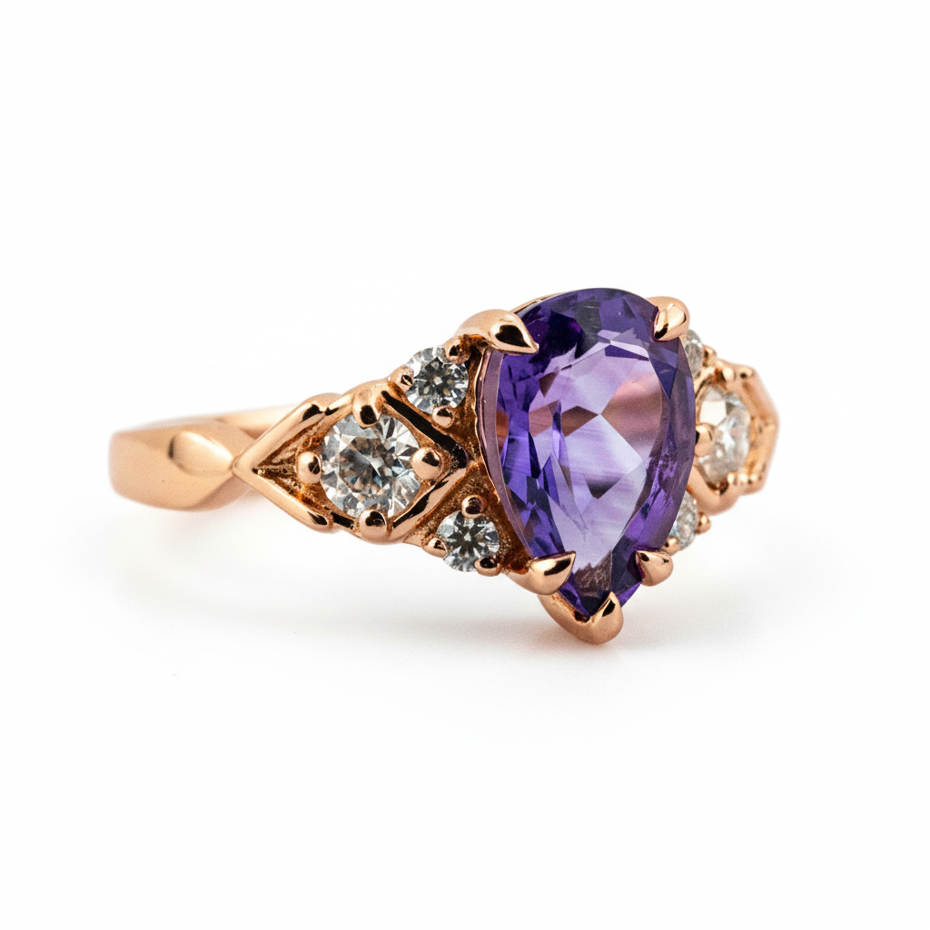 Product view of Pear Amethyst Engagement Ring in Gold