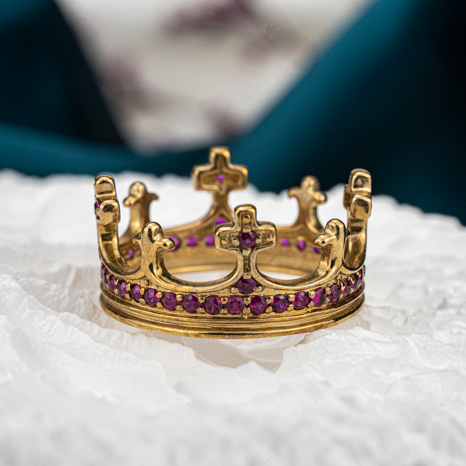 Vintage Ruby Crown Shape Ring
