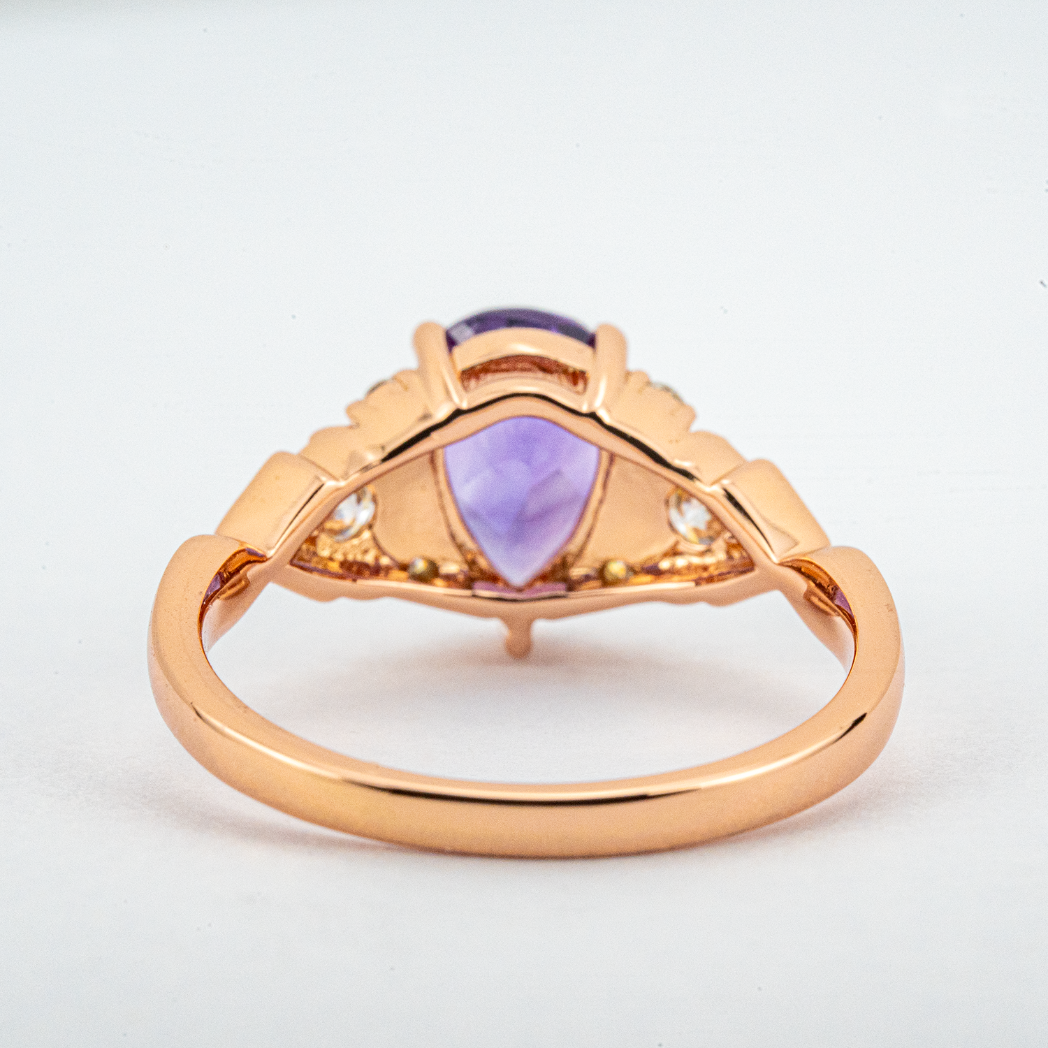 Classic Pear Amethyst Gold Ring Engagement Ring.