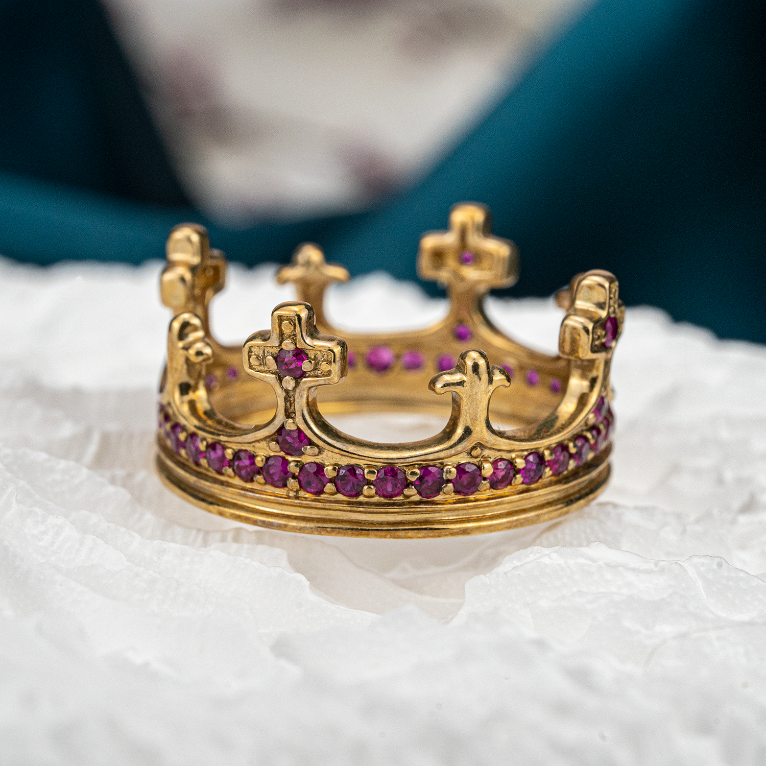 Vintage Ruby Crown Shape Ring