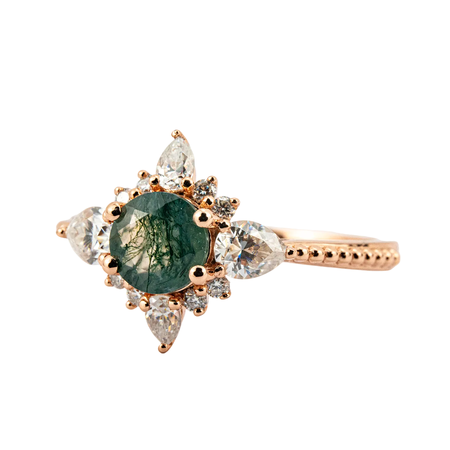 Product view of Moss Agate Ring in Gold