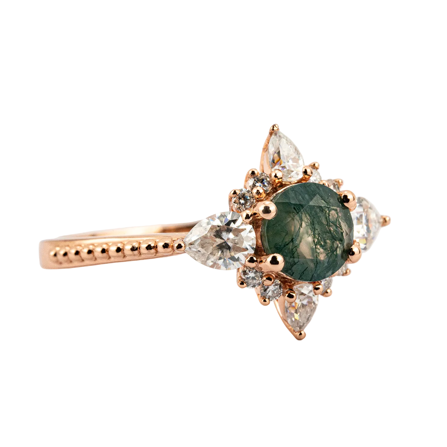Product view of Moss Agate Ring in Gold
