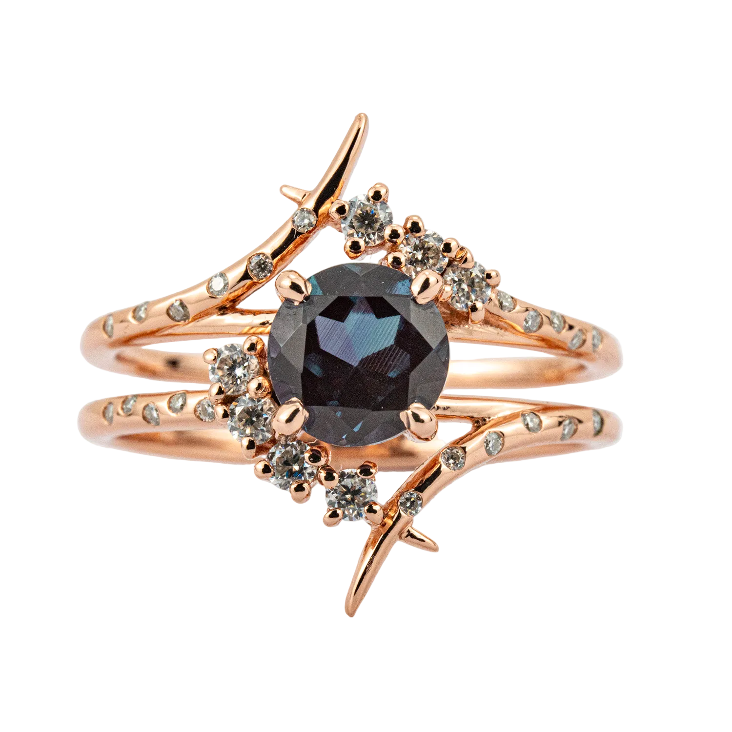 Front view of Round Alexandrite Men's Ring in Gold