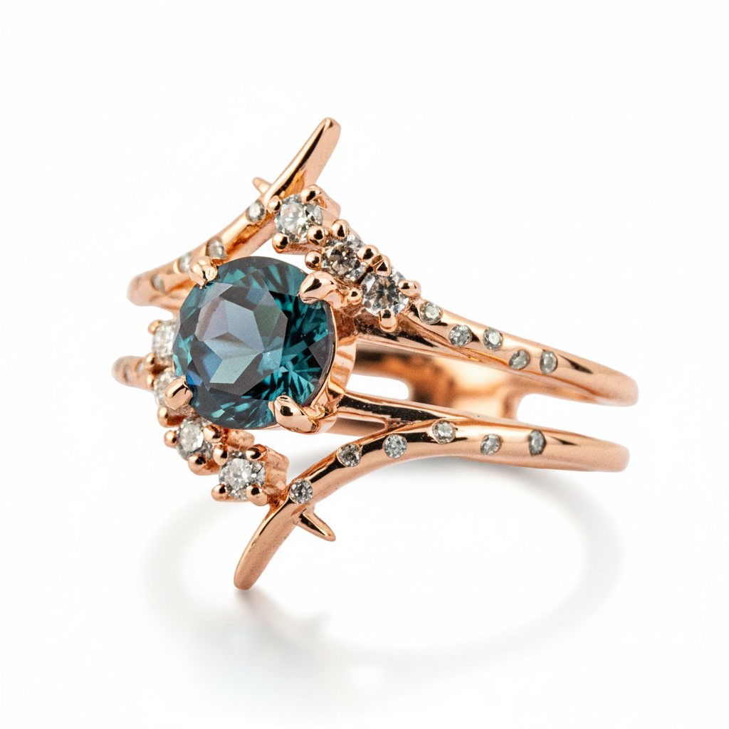 Product view of Round Alexandrite Men's Ring in Gold
