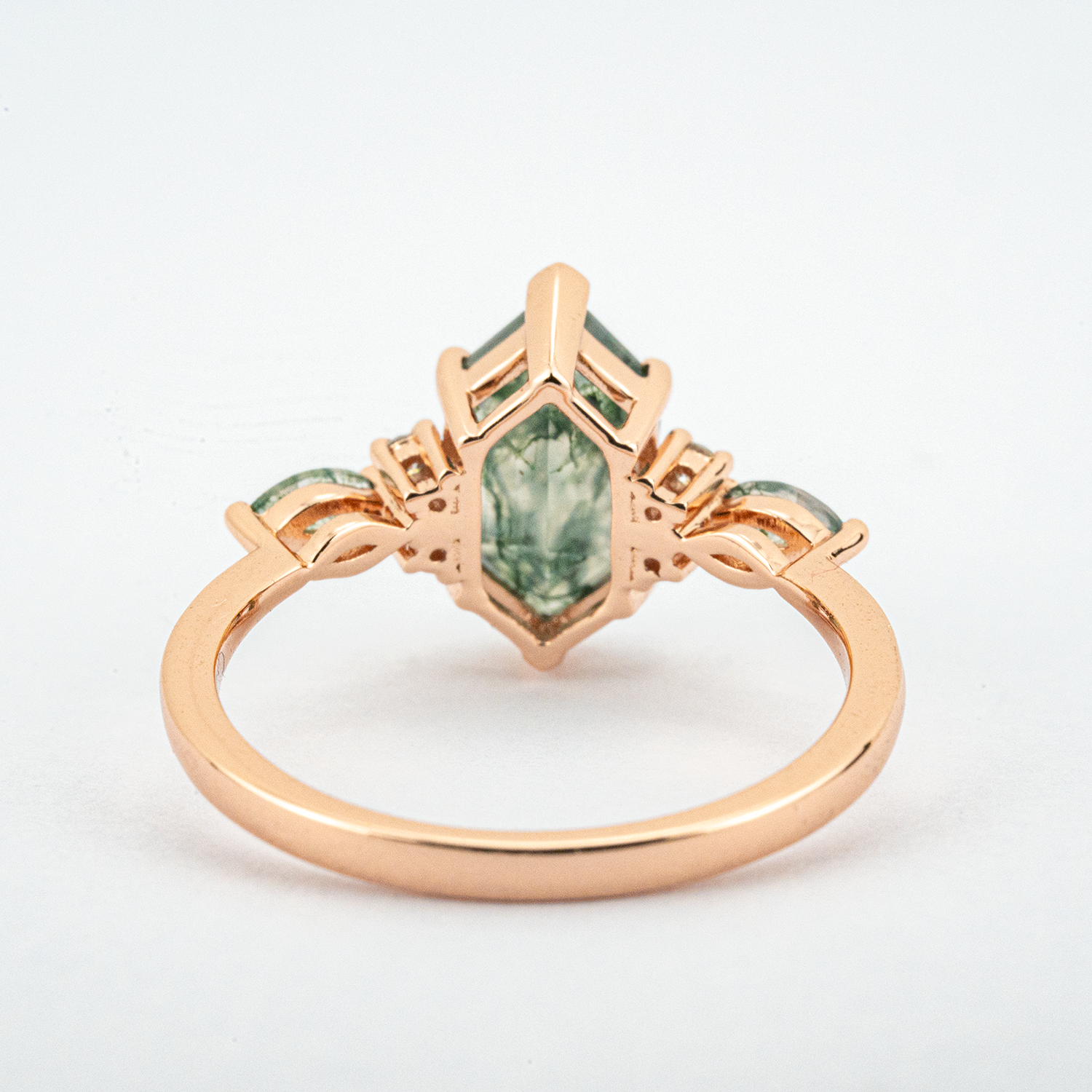 Unique Ring with Hexagonal Moss Agate stone - Statement accessory for any occasion