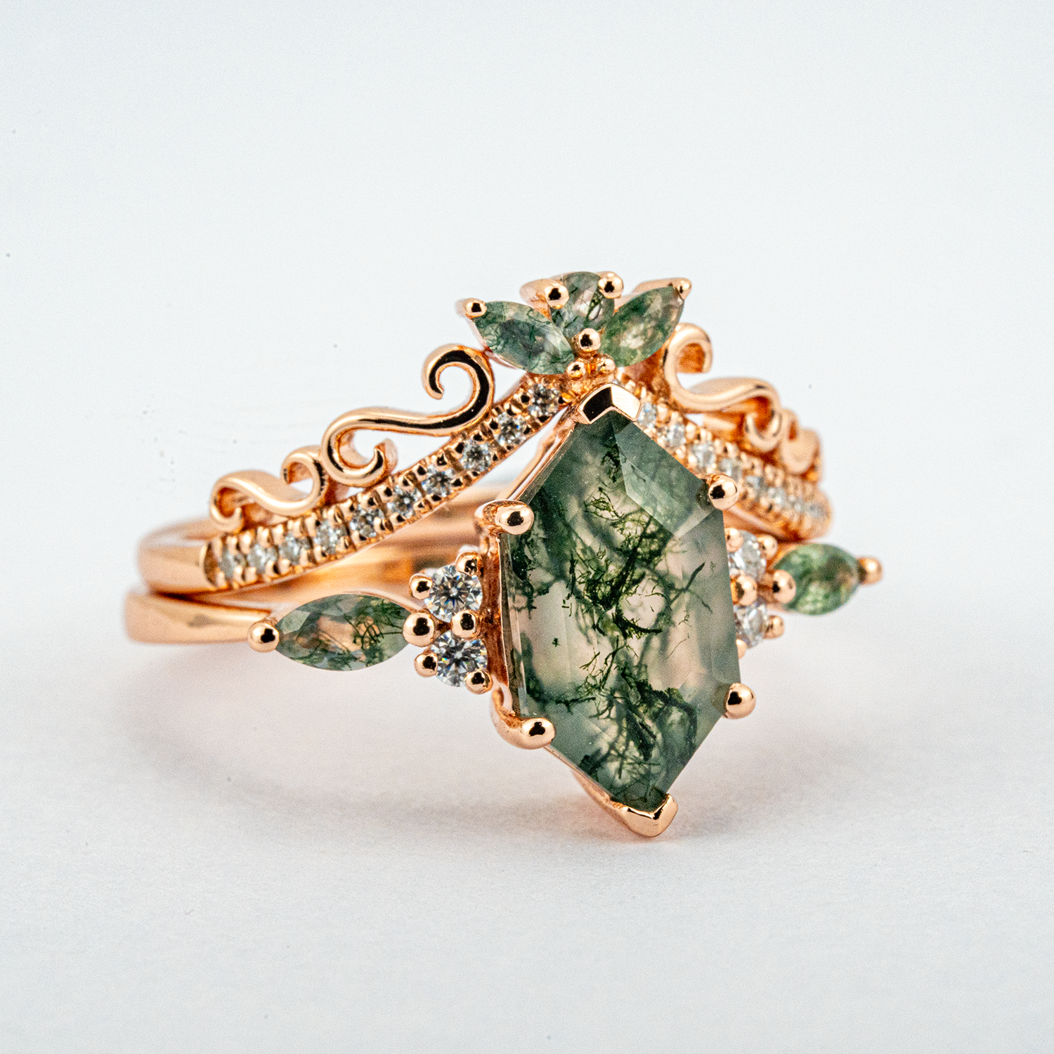 Hexagonal Moss Agate Ring - Nature-inspired gemstone jewelry for a chic and organic look