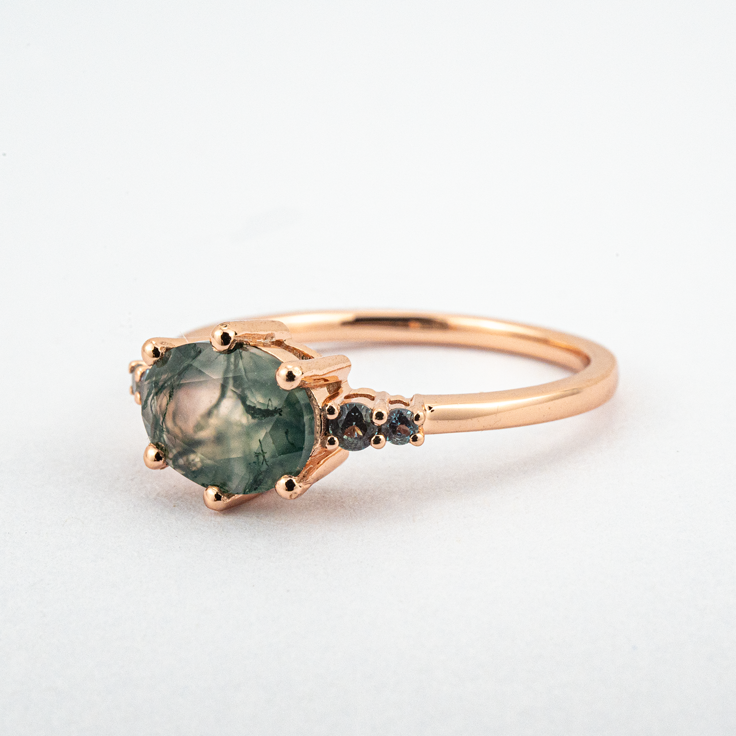 Rare Oval Moss Agate Stone Ring - Elegant Engagement Jewelry