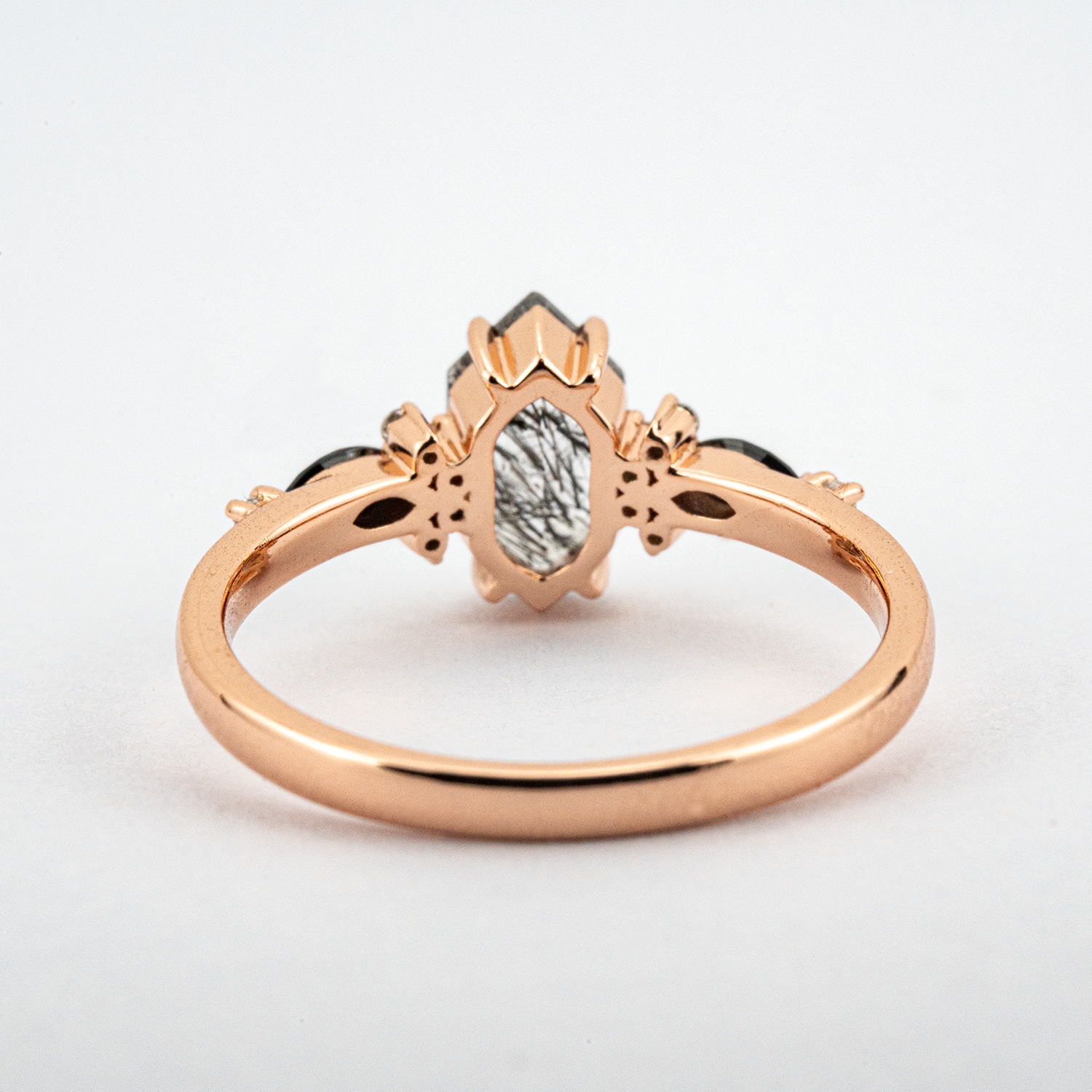 Hexagonal Tourmaline ring with Black Onyx gemstone - luxurious jewelry