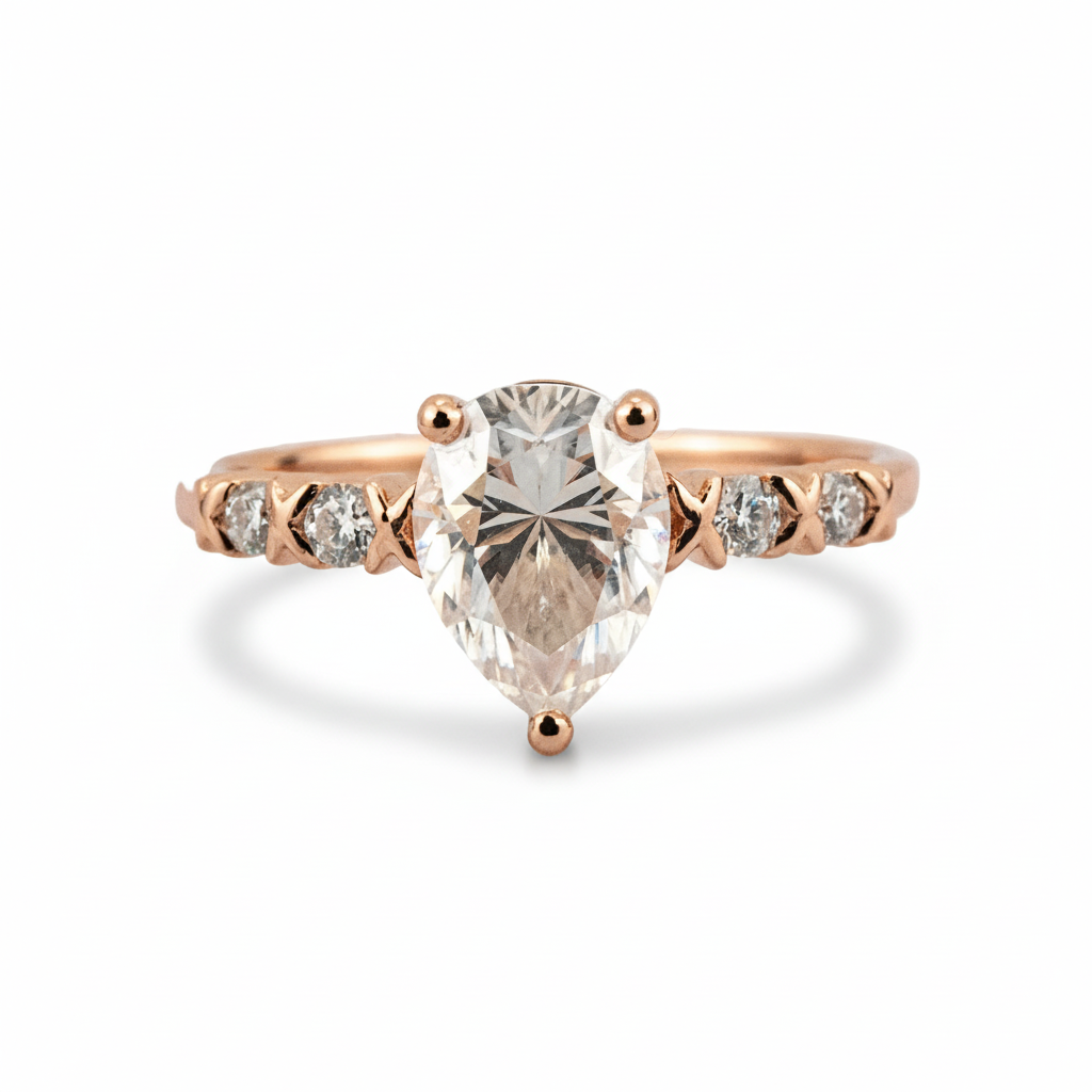 Exquisite Tear-Shaped Moissanite Ring for Luxurious Engagement