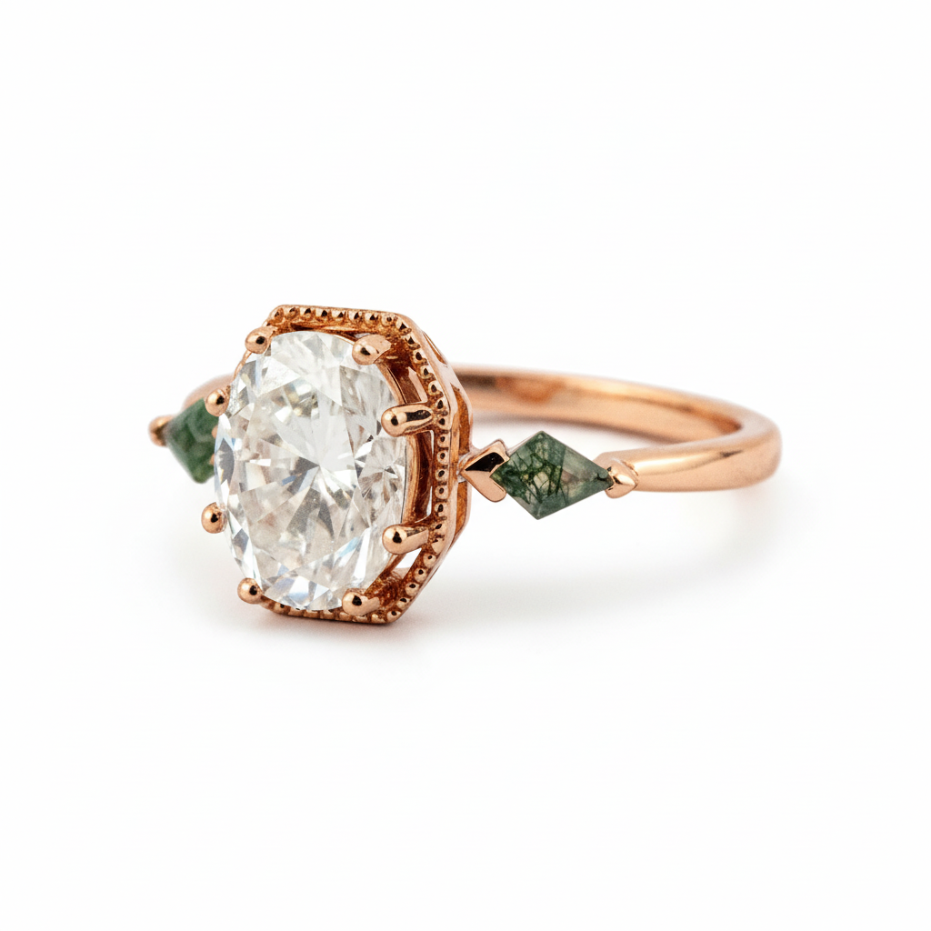 Product view of Octagon Moissanite Ring in Gold