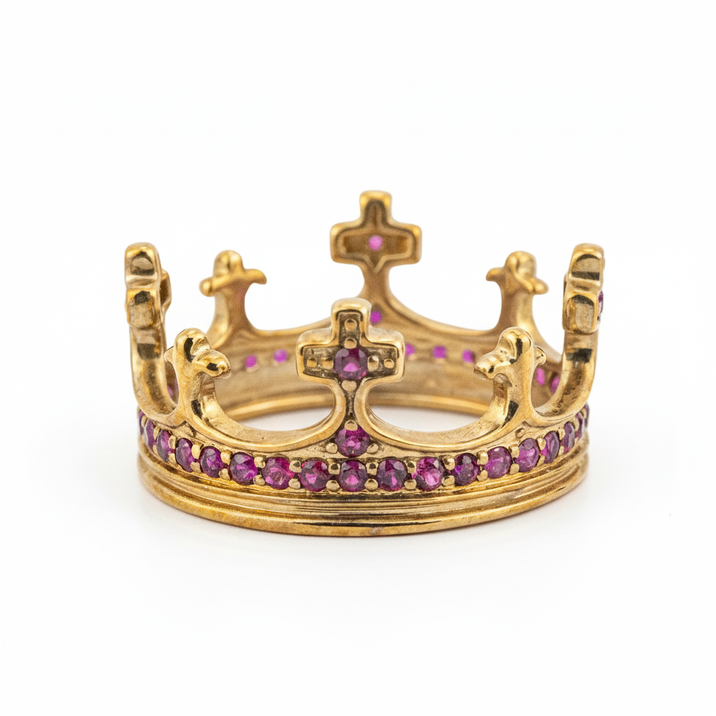 Front view of Ruby Ring in Gold