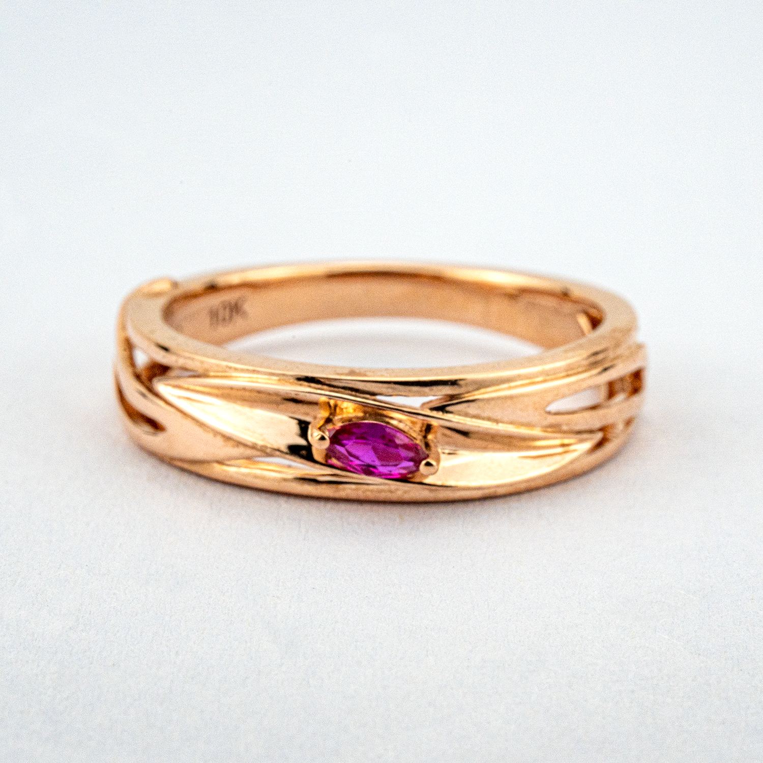 Handcrafted simplicity: Ruby band exemplifying minimalist design