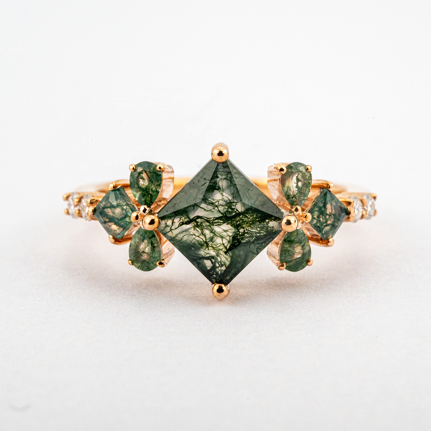 Princess Cut Moss Agate Wedding Ring - Elegant and timeless anniversary rings