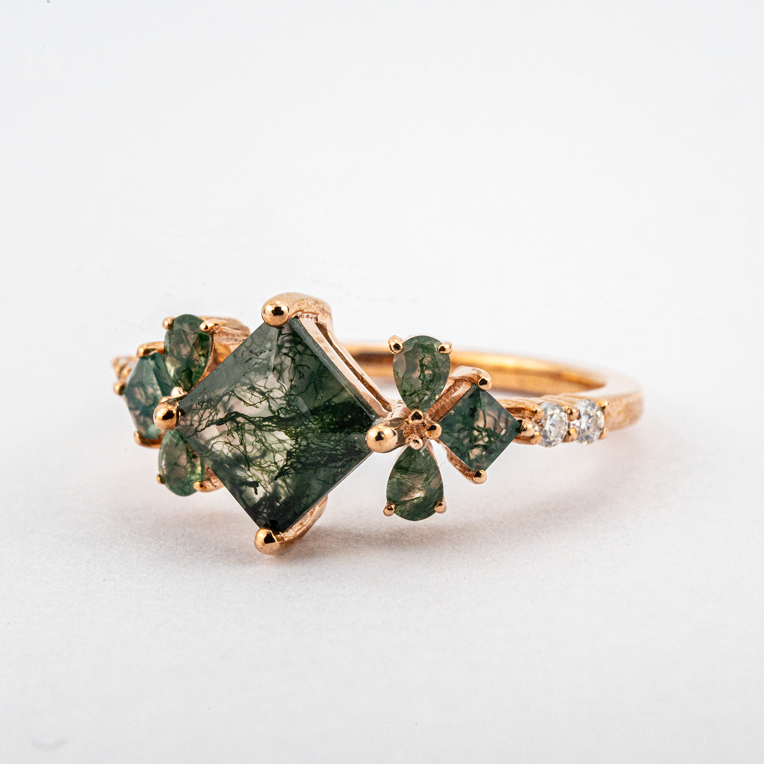 Princess Cut Moss Agate Wedding Ring - Elegant and timeless anniversary rings