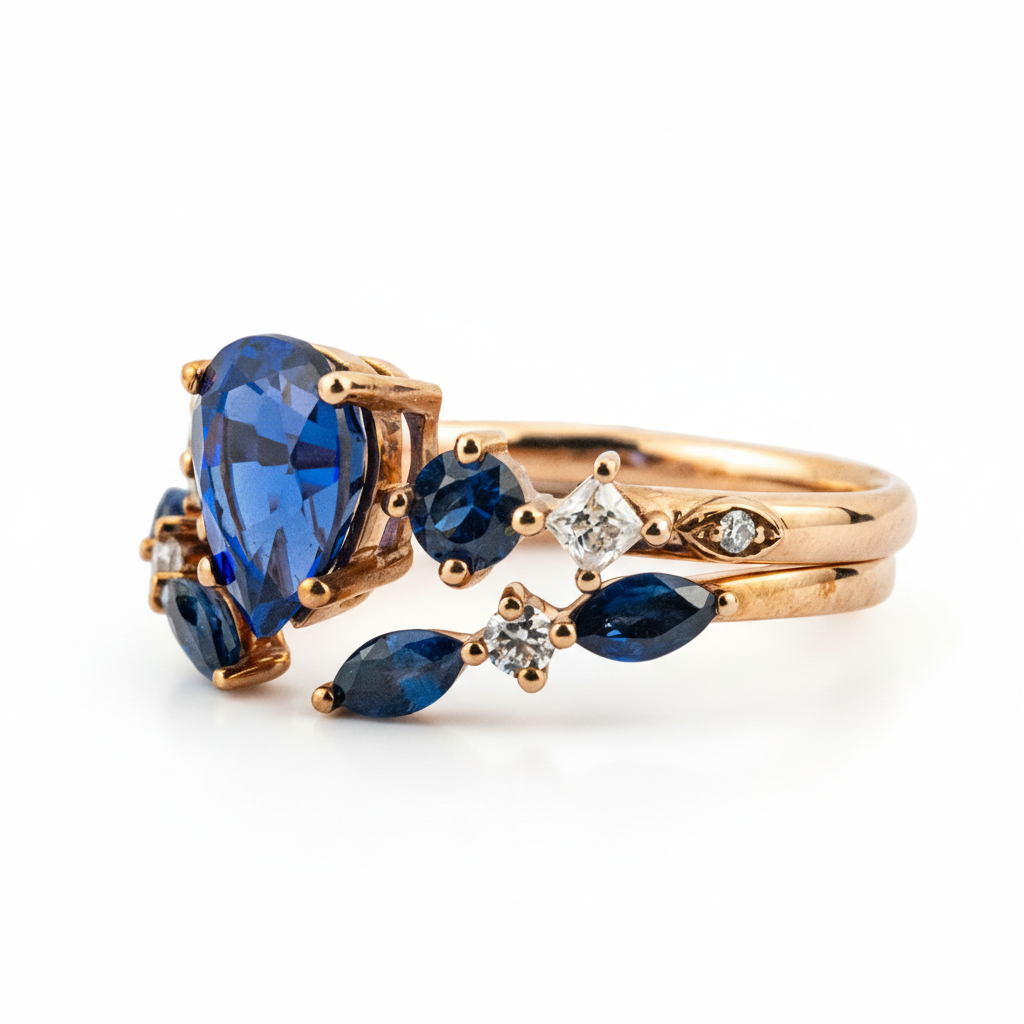 Product view of Pear Lab Sapphire Ring Set in Gold