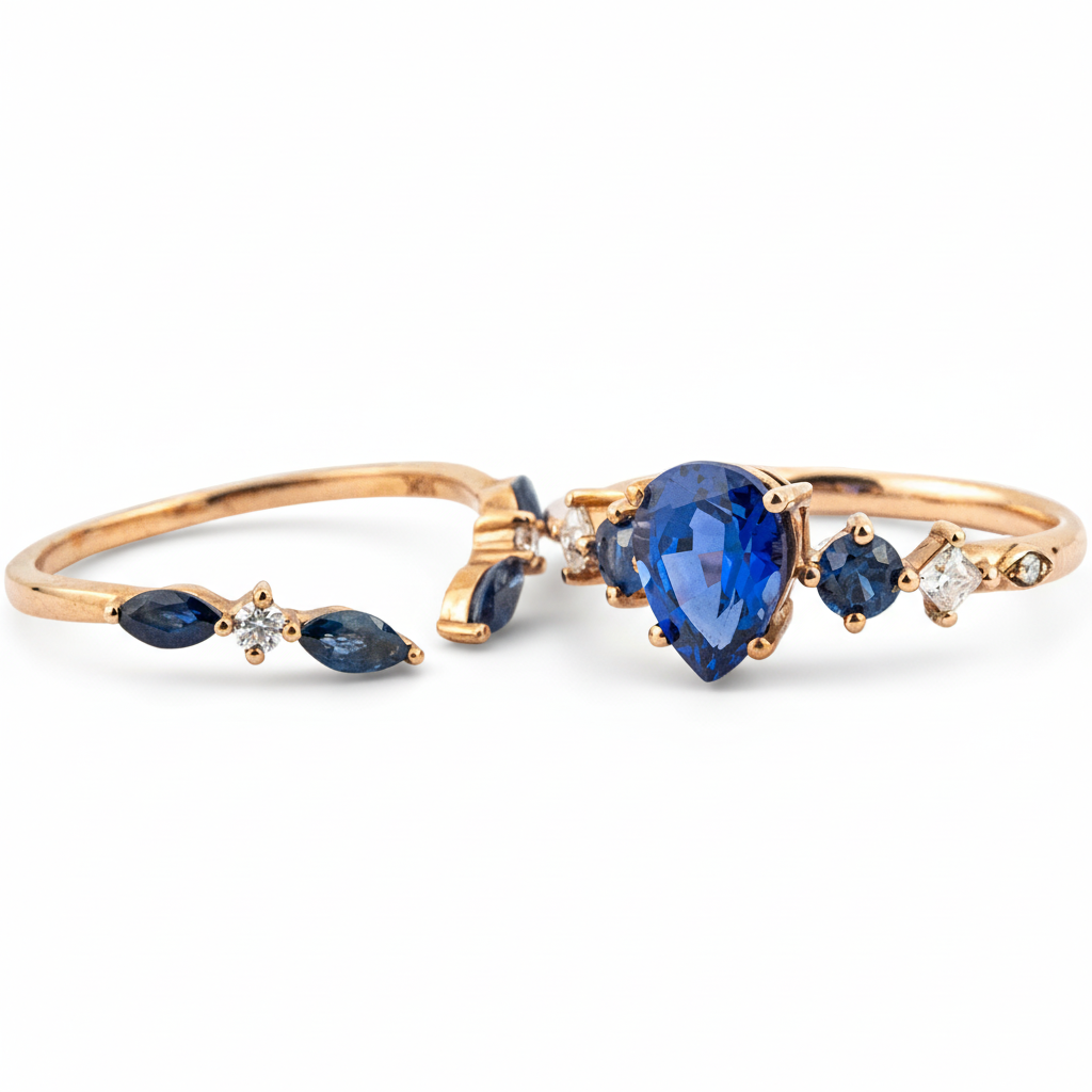 Product view of Pear Lab Sapphire Ring Set in Gold