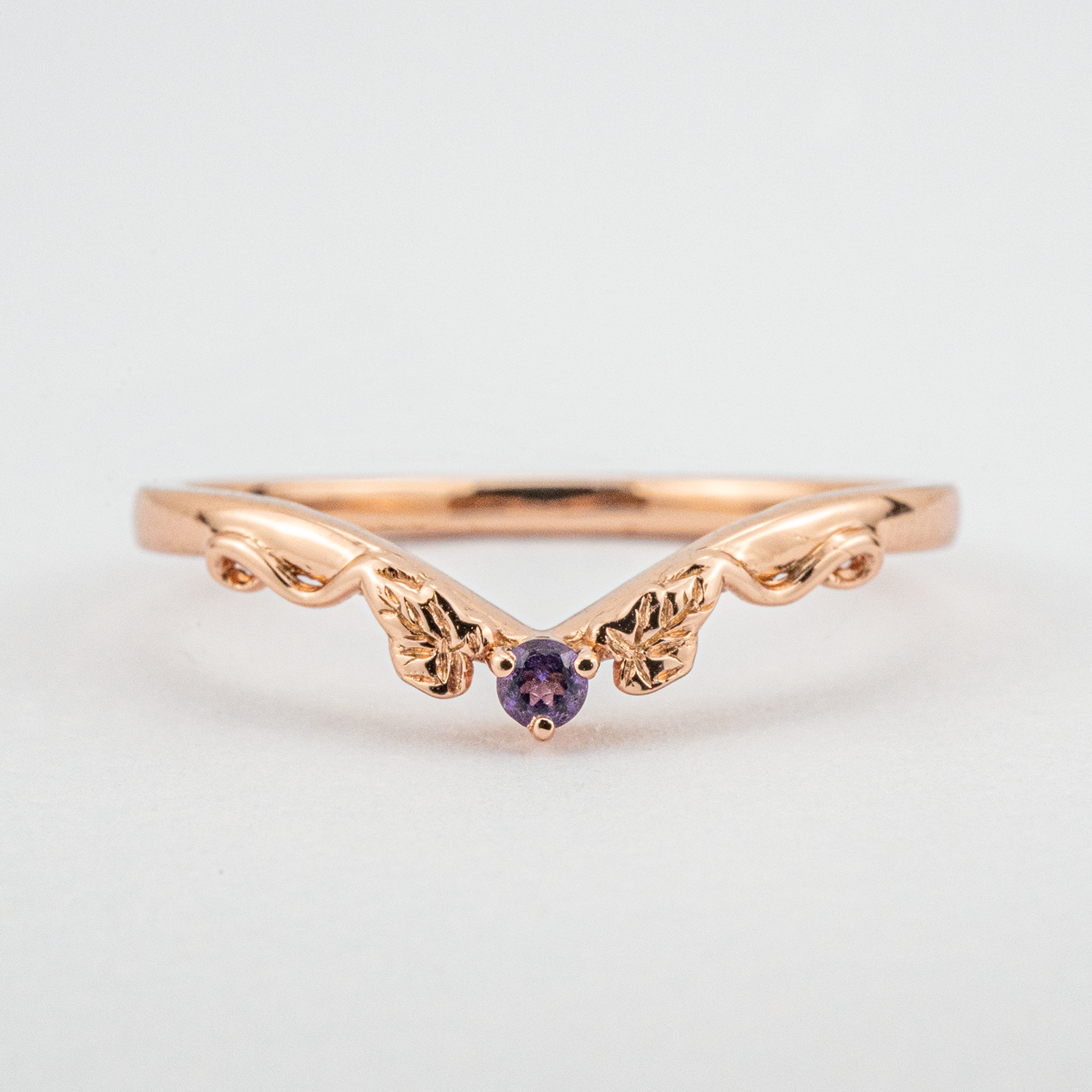 Rose Gold Ring with Round Amethyst Stone - Perfect Gift for Her Special Occasion