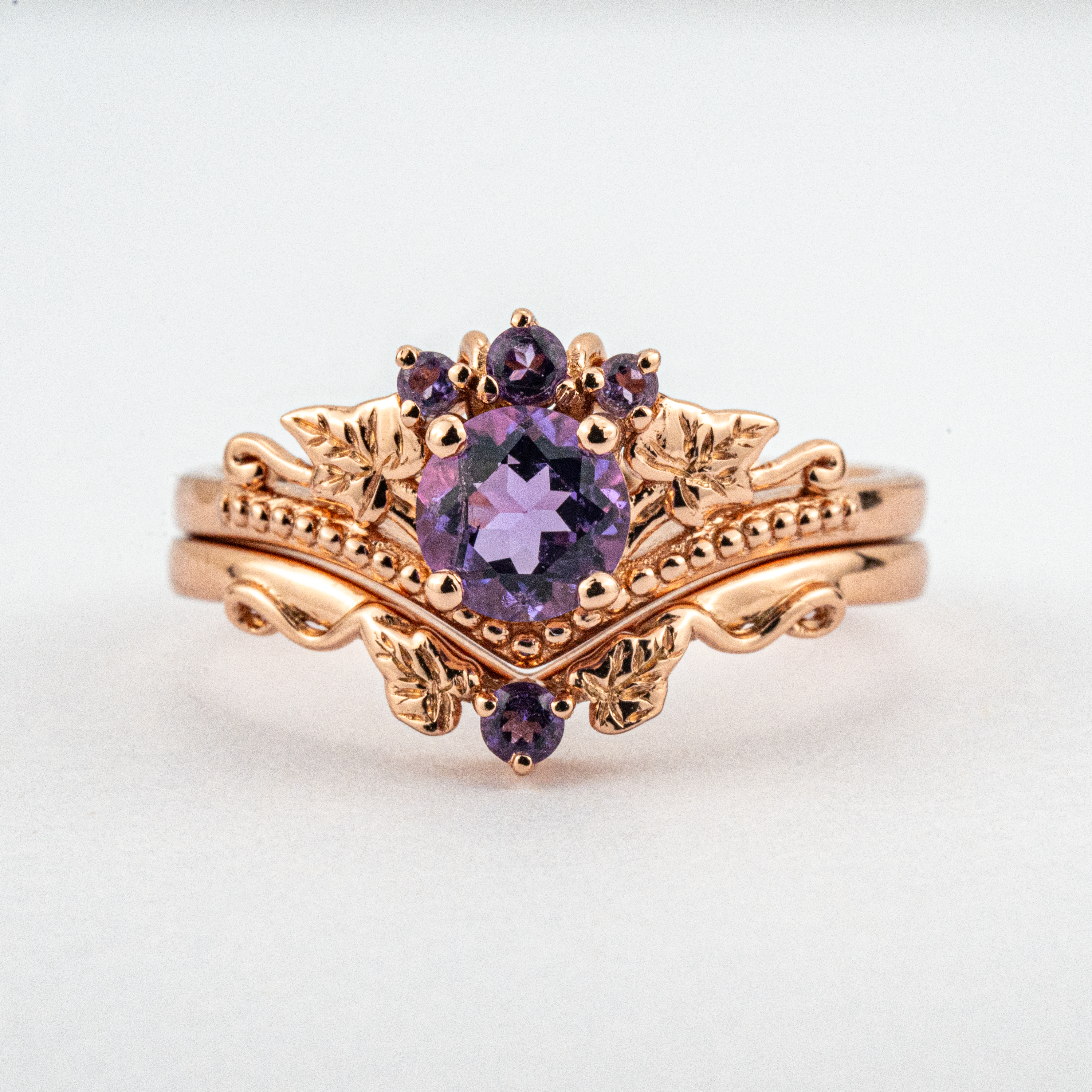 Rose Gold Ring with Round Amethyst Stone - Perfect Gift for Her Special Occasion