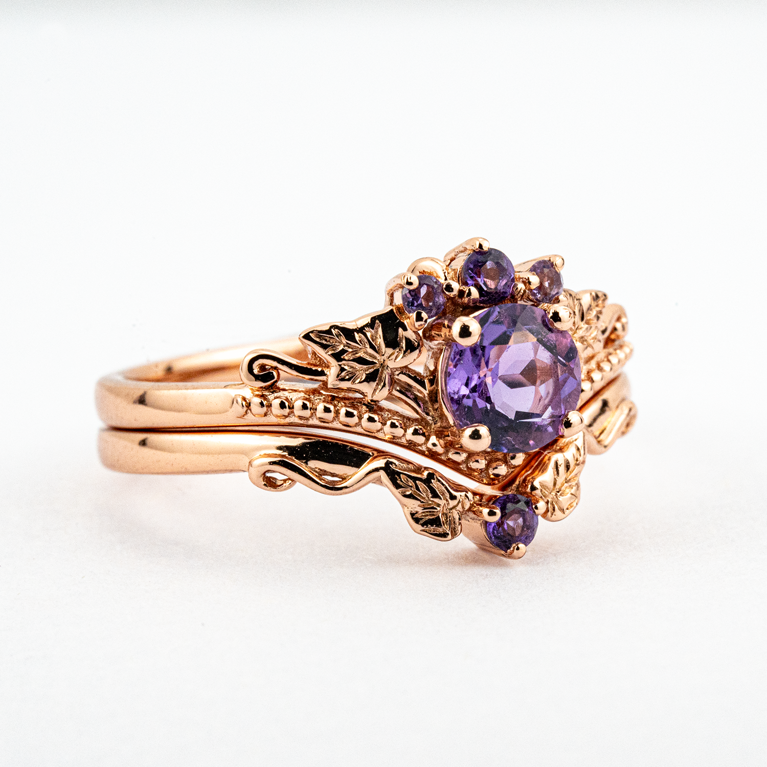Rose Gold Ring with Round Amethyst Stone - Perfect Gift for Her Special Occasion