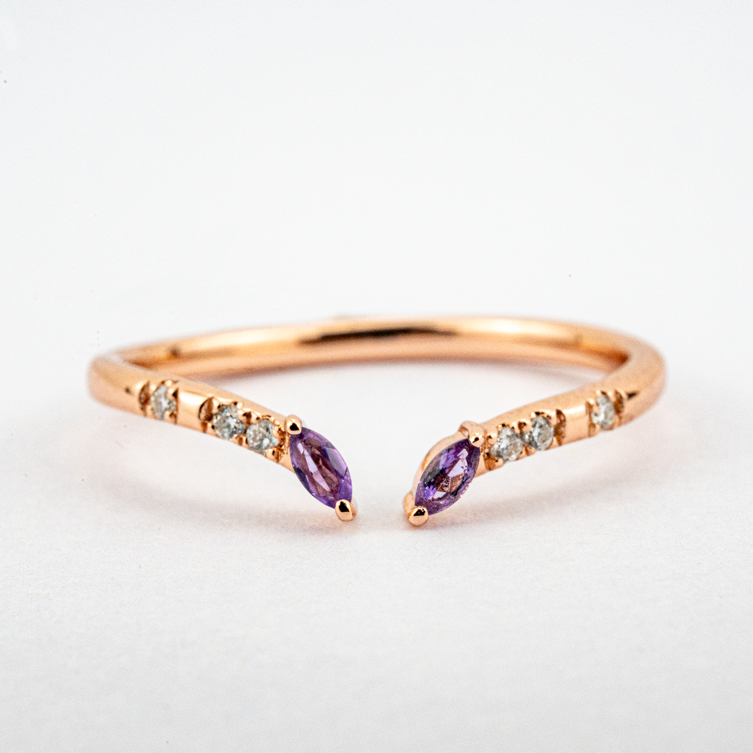 Kite Amethyst Rose Gold Engagement Ring Set - Stunning jewelry for special occasions