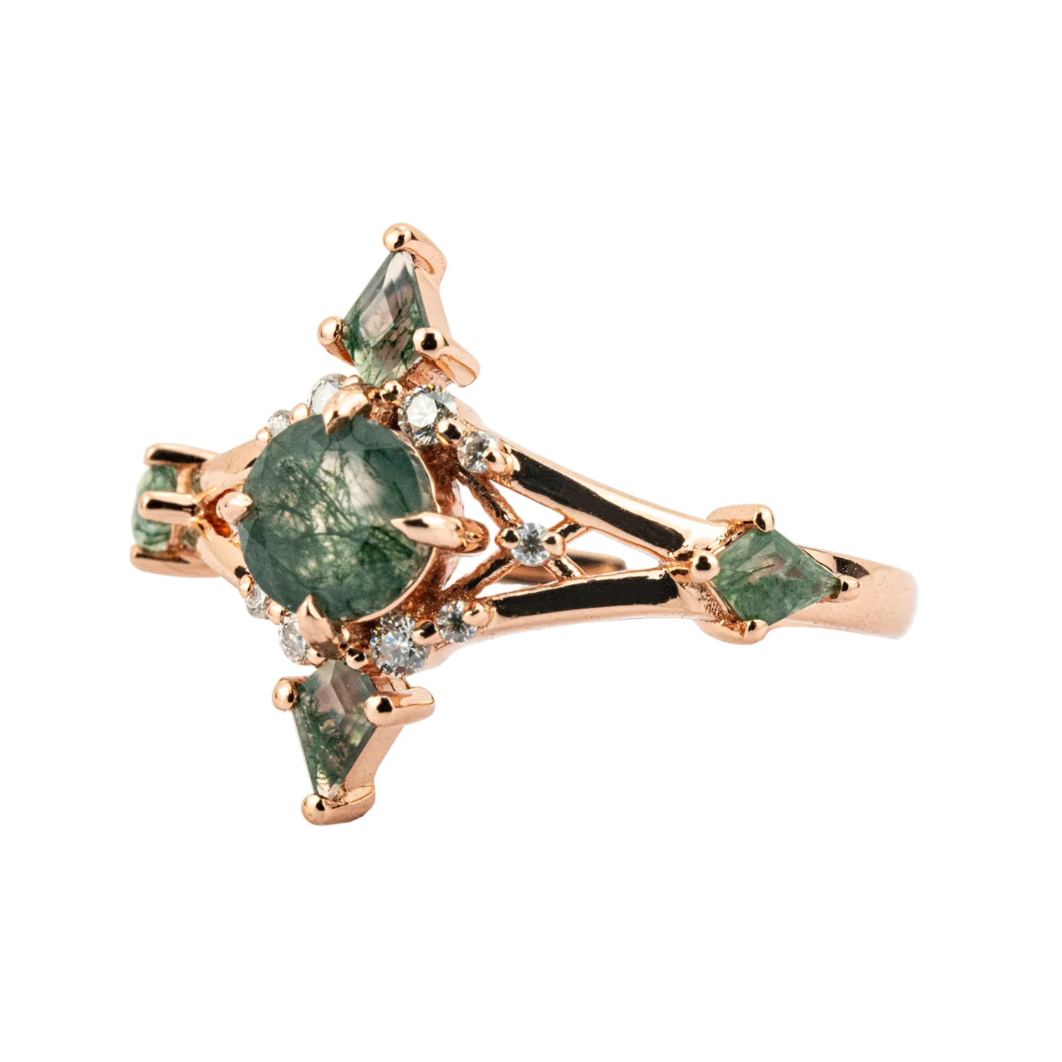 Product view of Moss Agate Ring in Gold