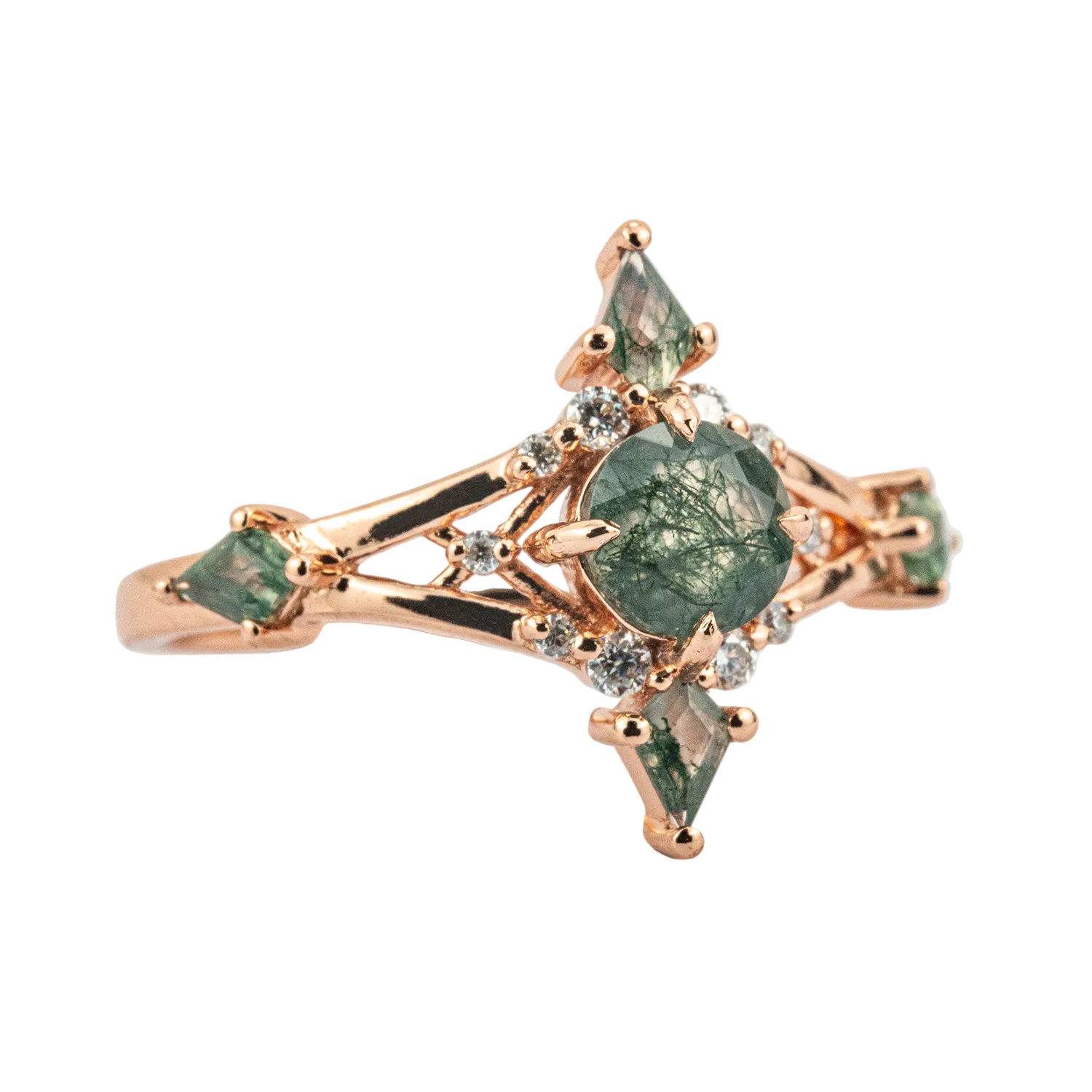 Product view of Moss Agate Ring in Gold