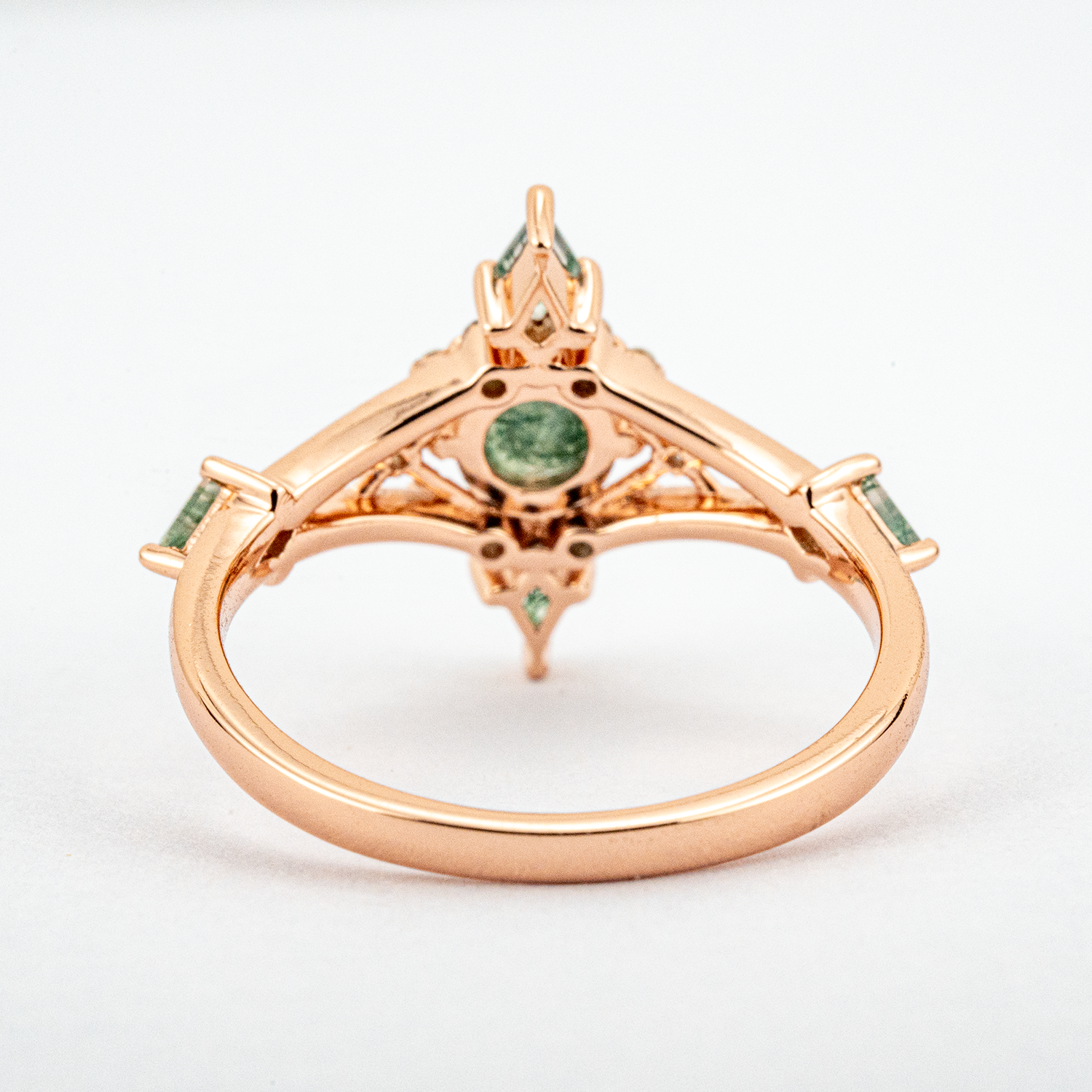Stunning Unique Design Jewelry with Round Moss Agate Ring