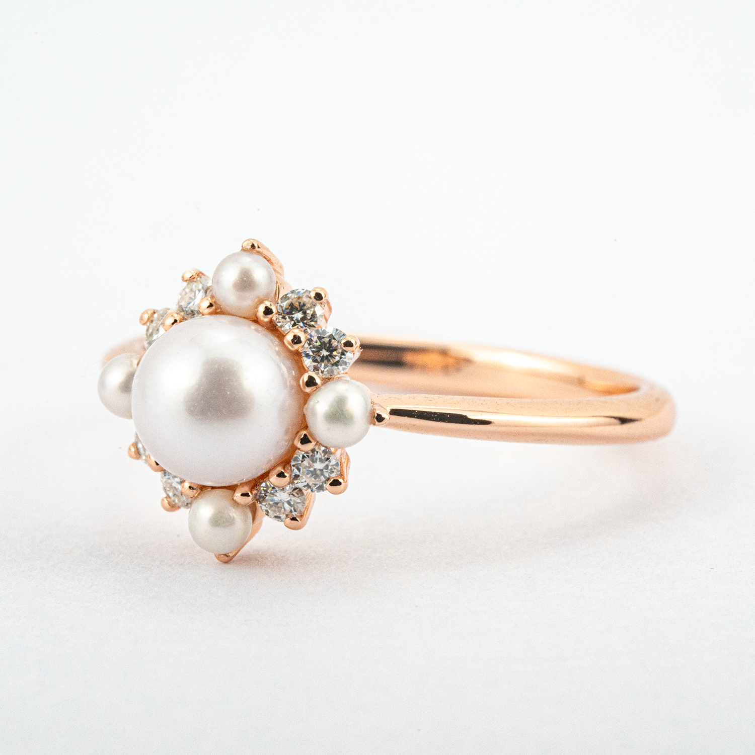 Akoya Pearl With Diamond Engagement Ring Unique Ring For Her Art Deco Engagement Ring