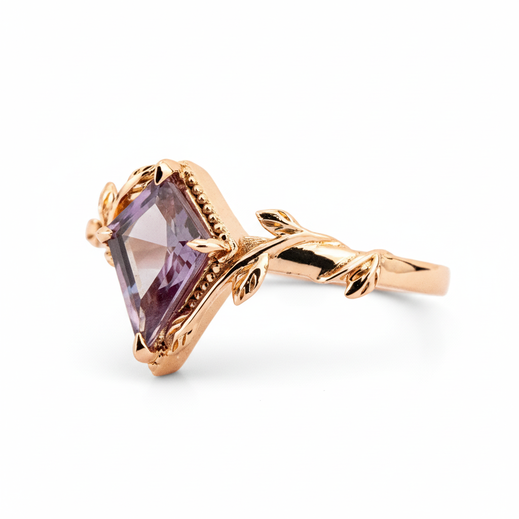 Product view of Kite Cut Alexandrite Engagement Ring in Gold